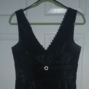 connected apparel Black Petite Dress with Subtle Shine